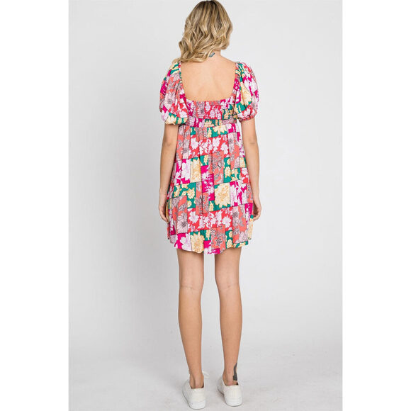 GeeGee Floral Puff Sleeve Mini Dress - Picture 5 of 5
